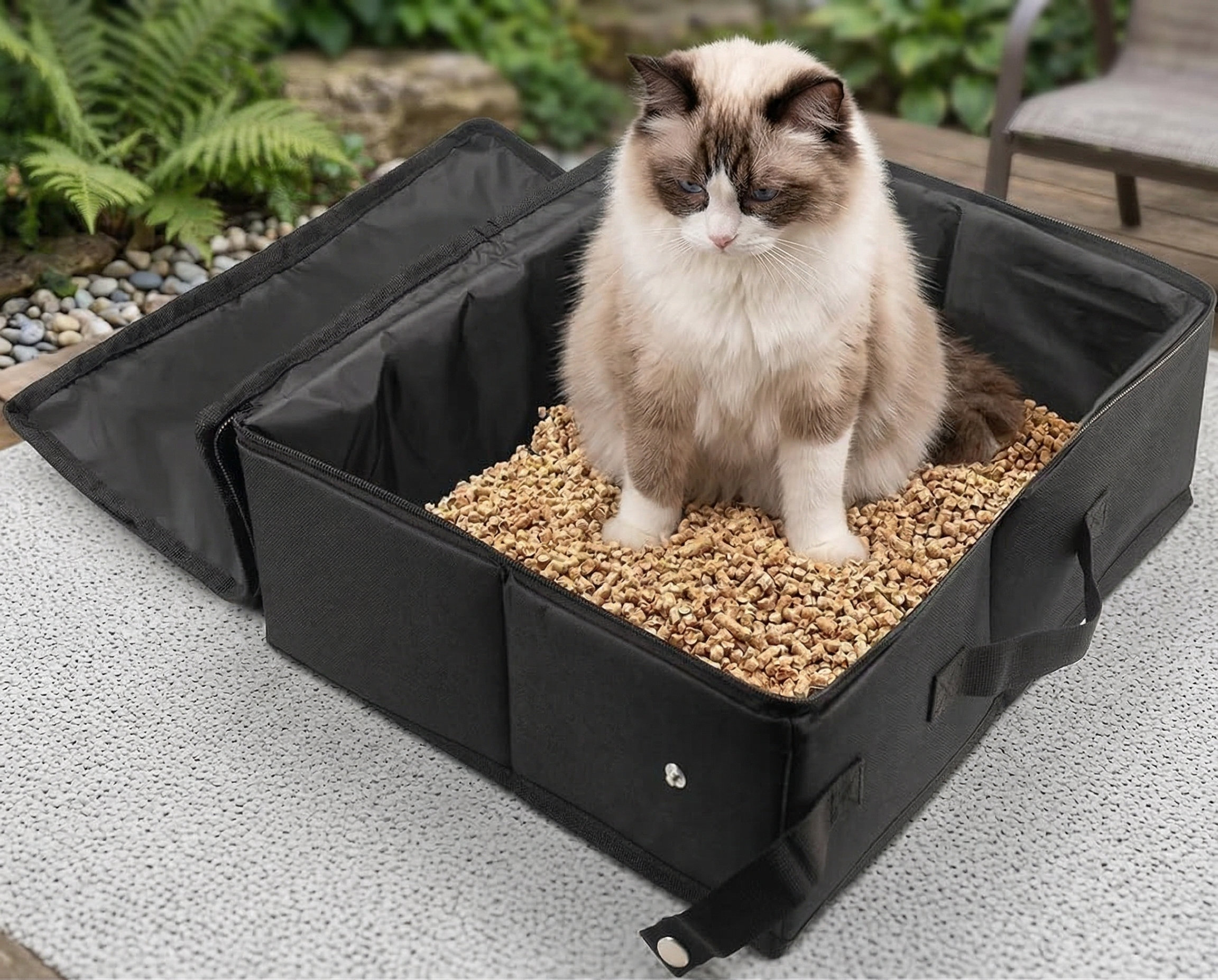 Tucker Murphy Pet™ Portable Cat Travel Litter Box with Zipped Lid